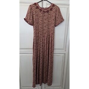 Vtg Sarah Elizabeth Maxi Cottage Core Prairie Dress Paisley Floral Embroidery 14